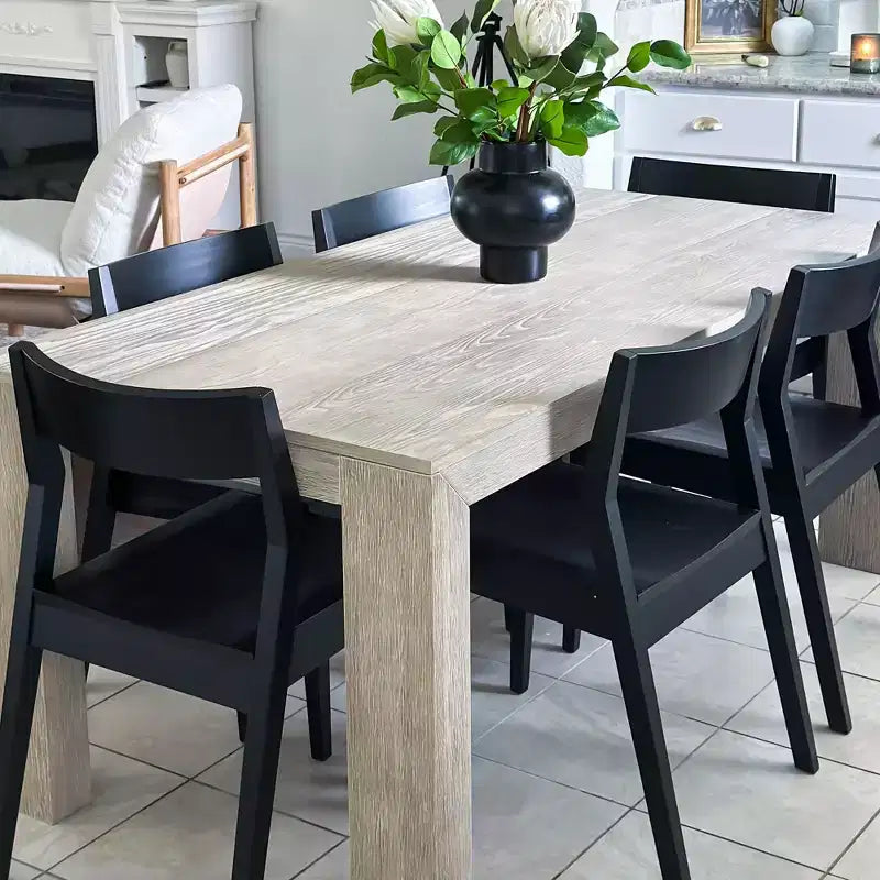 Plank+Beam 72 Table à manger moderne pour 6 personnes, table à manger rectangulaire en bois massif pour cuisine/salle à manger