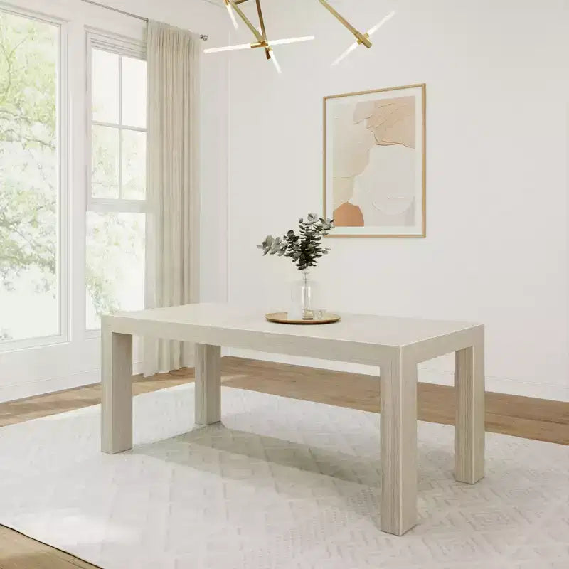Plank+Beam 72 Table à manger moderne pour 6 personnes, table à manger rectangulaire en bois massif pour cuisine/salle à manger
