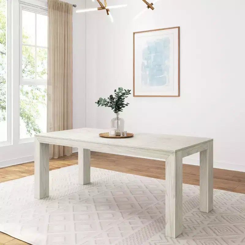 Plank+Beam 72 Table à manger moderne pour 6 personnes, table à manger rectangulaire en bois massif pour cuisine/salle à manger