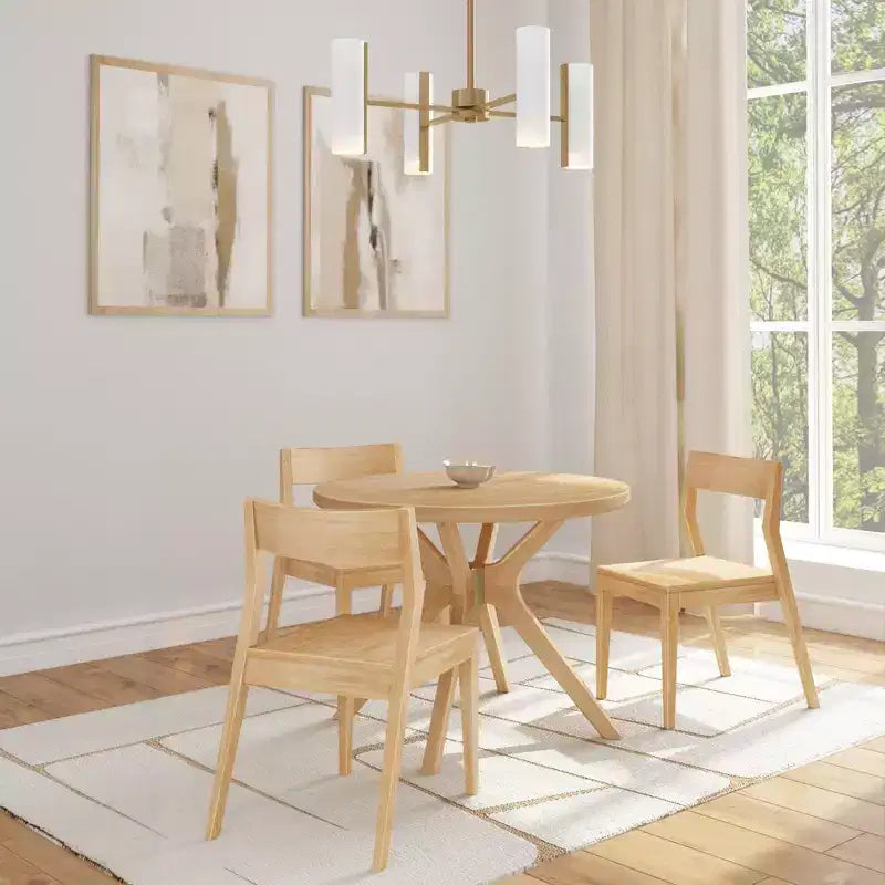 Table à manger ronde Plank+Beam Verso, 38 po, en bois massif, pour cuisine et salle à manger
