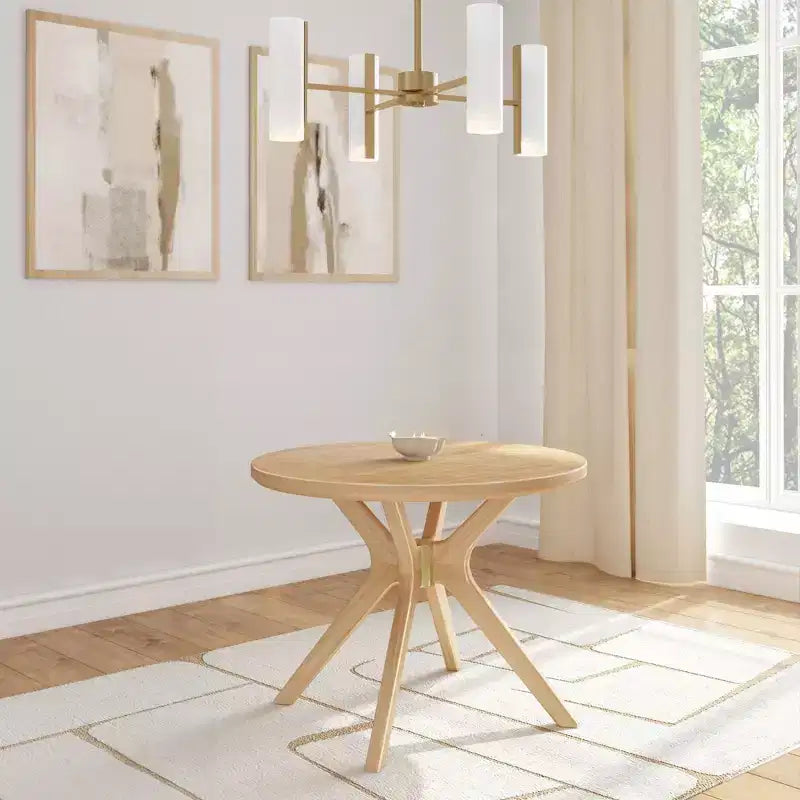 Table à manger ronde Plank+Beam Verso, 38 po, en bois massif, pour cuisine et salle à manger