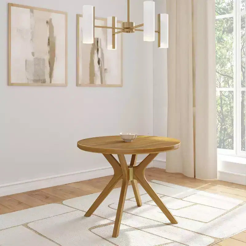 Table à manger ronde Plank+Beam Verso, 38 po, en bois massif, pour cuisine et salle à manger