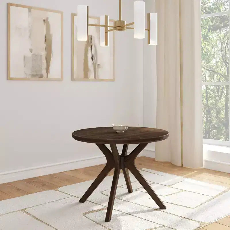 Table à manger ronde Plank+Beam Verso, 38 po, en bois massif, pour cuisine et salle à manger