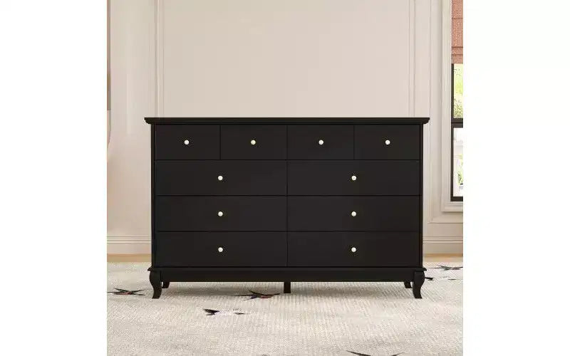 Commode de chambre à 10 tiroirs Famapy, finition peinture noire
