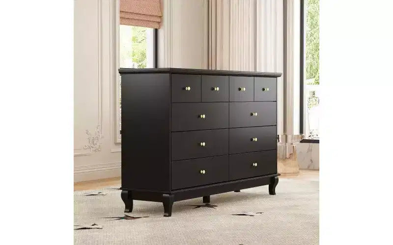 Commode de chambre à 10 tiroirs Famapy, finition peinture noire