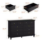 Commode de chambre à 10 tiroirs Famapy, finition peinture noire