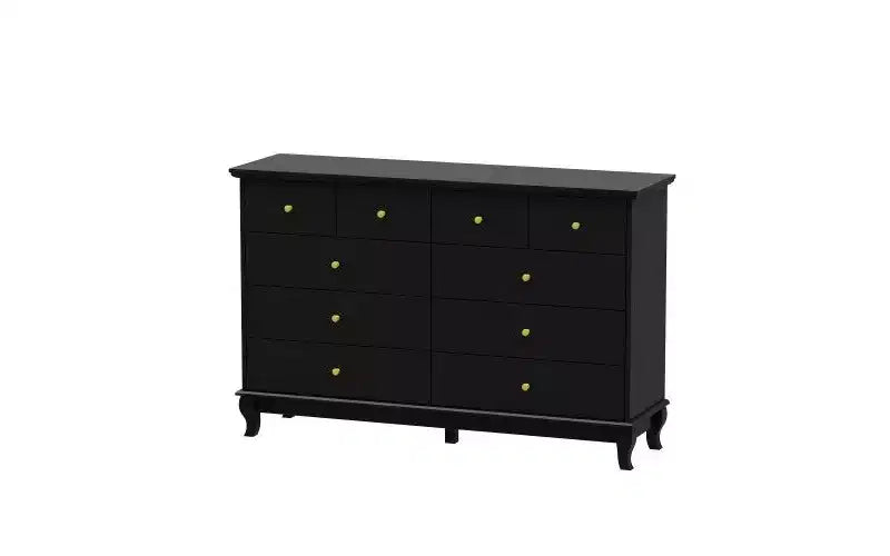 Commode de chambre à 10 tiroirs Famapy, finition peinture noire