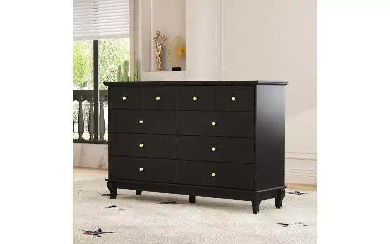 Commode de chambre à 10 tiroirs Famapy, finition peinture noire