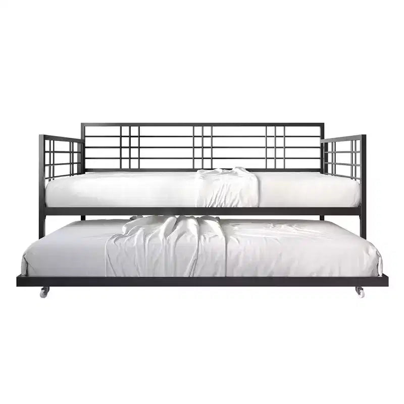 ChaletPosh Lit de Repos en Métal avec Lit Gigogne