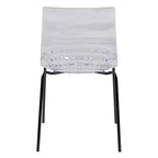 LeisureMod Astor Chaises de salle à manger en plastique, lot de 4, design ondulation d'eau avec pieds en acier inoxydable noir, chaises d'appoint modernes pour cuisine, salle à manger