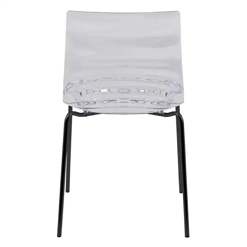 LeisureMod Astor Chaises de salle à manger en plastique, lot de 4, design ondulation d'eau avec pieds en acier inoxydable noir, chaises d'appoint modernes pour cuisine, salle à manger