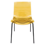 LeisureMod Astor Chaises de salle à manger en plastique, lot de 4, design ondulation d'eau avec pieds en acier inoxydable noir, chaises d'appoint modernes pour cuisine, salle à manger