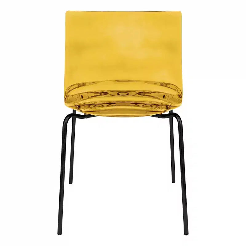 LeisureMod Astor Chaises de salle à manger en plastique, lot de 4, design ondulation d'eau avec pieds en acier inoxydable noir, chaises d'appoint modernes pour cuisine, salle à manger