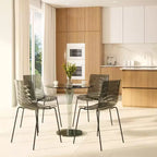 LeisureMod Astor Chaises de salle à manger en plastique, lot de 4, design ondulation d'eau avec pieds en acier inoxydable noir, chaises d'appoint modernes pour cuisine, salle à manger