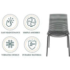 LeisureMod Astor Chaises de salle à manger en plastique, lot de 4, design ondulation d'eau avec pieds en acier inoxydable noir, chaises d'appoint modernes pour cuisine, salle à manger