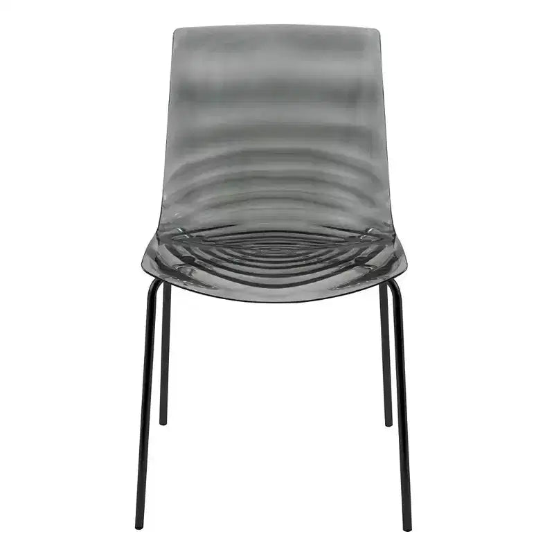 LeisureMod Astor Chaises de salle à manger en plastique, lot de 4, design ondulation d'eau avec pieds en acier inoxydable noir, chaises d'appoint modernes pour cuisine, salle à manger