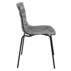 LeisureMod Astor Chaises de salle à manger en plastique, lot de 4, design ondulation d'eau avec pieds en acier inoxydable noir, chaises d'appoint modernes pour cuisine, salle à manger