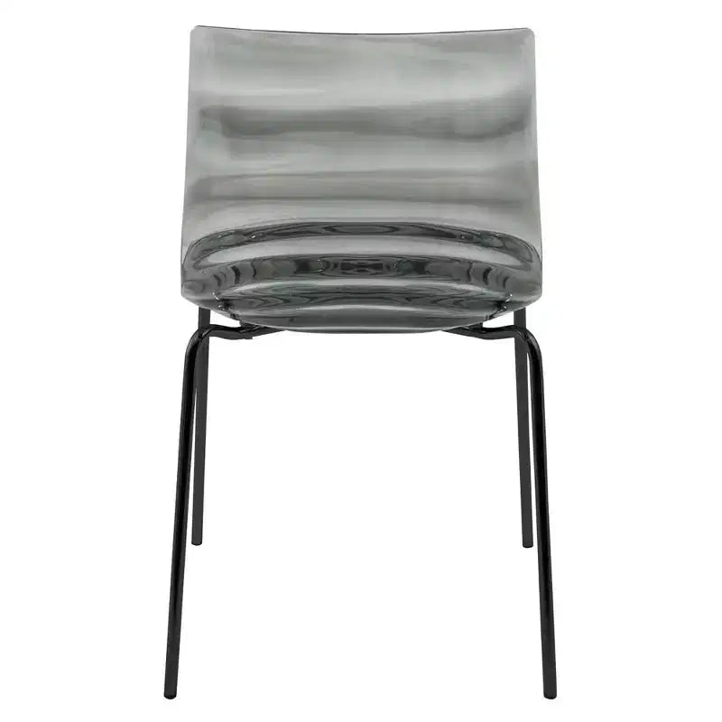 LeisureMod Astor Chaises de salle à manger en plastique, lot de 4, design ondulation d'eau avec pieds en acier inoxydable noir, chaises d'appoint modernes pour cuisine, salle à manger