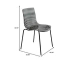 LeisureMod Astor Chaises de salle à manger en plastique, lot de 4, design ondulation d'eau avec pieds en acier inoxydable noir, chaises d'appoint modernes pour cuisine, salle à manger