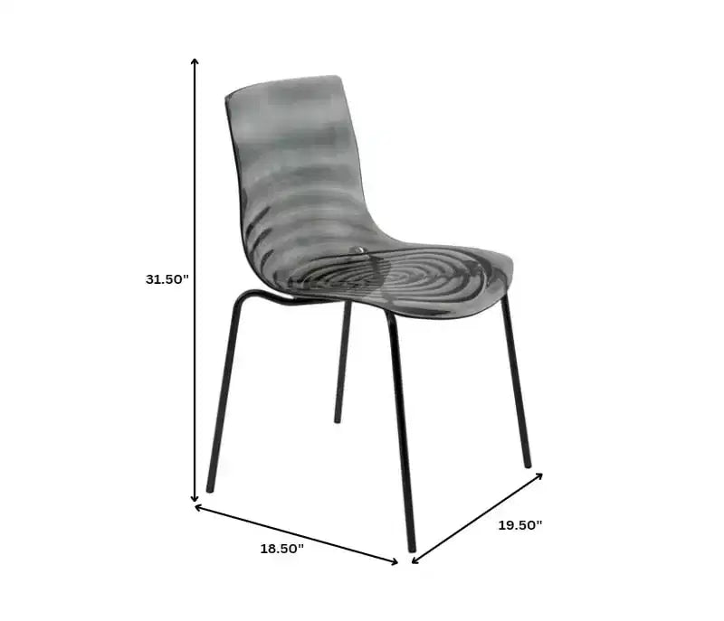 LeisureMod Astor Chaises de salle à manger en plastique, lot de 4, design ondulation d'eau avec pieds en acier inoxydable noir, chaises d'appoint modernes pour cuisine, salle à manger