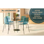 LeisureMod Astor Chaises de salle à manger en plastique, lot de 4, design ondulation d'eau avec pieds en acier inoxydable noir, chaises d'appoint modernes pour cuisine, salle à manger