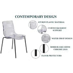 LeisureMod Astor Chaises de salle à manger en plastique, lot de 4, design ondulation d'eau avec pieds en acier inoxydable noir, chaises d'appoint modernes pour cuisine, salle à manger