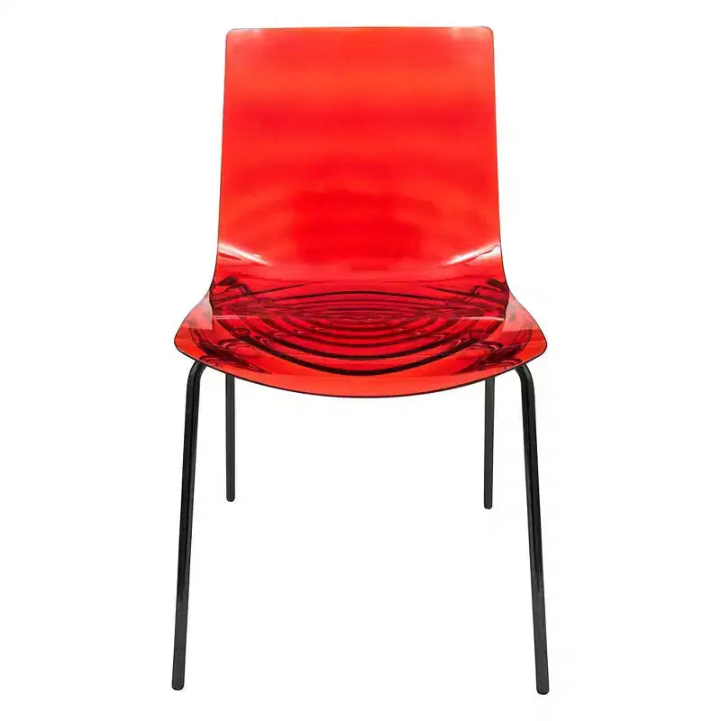 LeisureMod Astor Chaises de salle à manger en plastique, lot de 4, design ondulation d'eau avec pieds en acier inoxydable noir, chaises d'appoint modernes pour cuisine, salle à manger