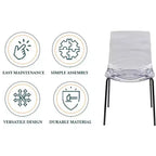 LeisureMod Astor Chaises de salle à manger en plastique, lot de 4, design ondulation d'eau avec pieds en acier inoxydable noir, chaises d'appoint modernes pour cuisine, salle à manger