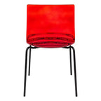LeisureMod Astor Chaises de salle à manger en plastique, lot de 4, design ondulation d'eau avec pieds en acier inoxydable noir, chaises d'appoint modernes pour cuisine, salle à manger