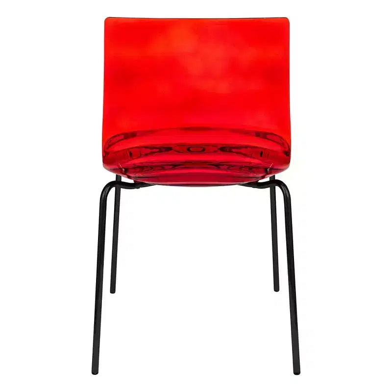 LeisureMod Astor Chaises de salle à manger en plastique, lot de 4, design ondulation d'eau avec pieds en acier inoxydable noir, chaises d'appoint modernes pour cuisine, salle à manger