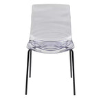 LeisureMod Astor Chaises de salle à manger en plastique, lot de 4, design ondulation d'eau avec pieds en acier inoxydable noir, chaises d'appoint modernes pour cuisine, salle à manger