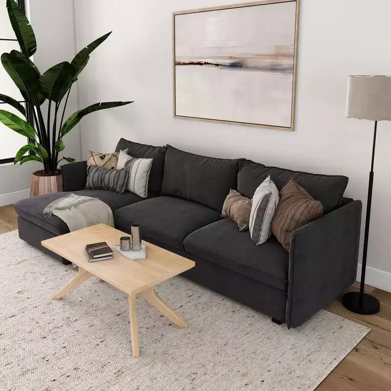 Table basse rectangulaire en bois massif Plank+Beam avec pieds en croix, table basse 40 pour salon