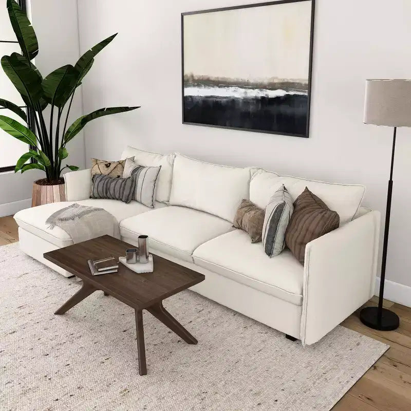 Table basse rectangulaire en bois massif Plank+Beam avec pieds en croix, table basse 40 pour salon