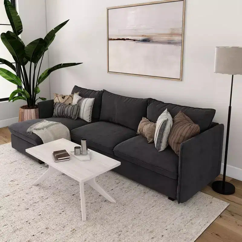 Table basse rectangulaire en bois massif Plank+Beam avec pieds en croix, table basse 40 pour salon