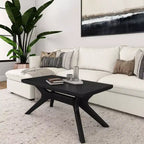 Table basse rectangulaire en bois massif Plank+Beam avec pieds en croix, table basse 40 pour salon