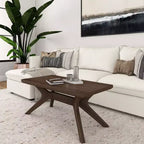 Table basse rectangulaire en bois massif Plank+Beam avec pieds en croix, table basse 40 pour salon