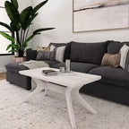 Table basse rectangulaire en bois massif Plank+Beam avec pieds en croix, table basse 40 pour salon