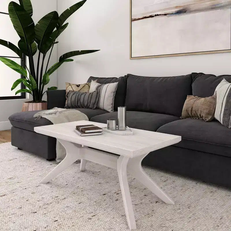Table basse rectangulaire en bois massif Plank+Beam avec pieds en croix, table basse 40 pour salon