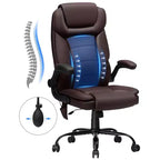 Fauteuil de bureau inclinable en cuir Hoffree, chaise pivotante ergonomique avec support lombaire gonflable et accoudoirs