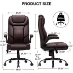 Fauteuil de bureau inclinable en cuir Hoffree, chaise pivotante ergonomique avec support lombaire gonflable et accoudoirs