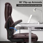 Fauteuil de bureau inclinable en cuir Hoffree, chaise pivotante ergonomique avec support lombaire gonflable et accoudoirs