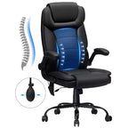 Fauteuil de bureau inclinable en cuir Hoffree, chaise pivotante ergonomique avec support lombaire gonflable et accoudoirs