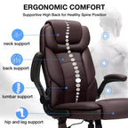 Fauteuil de bureau inclinable en cuir Hoffree, chaise pivotante ergonomique avec support lombaire gonflable et accoudoirs