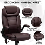 Fauteuil de bureau inclinable en cuir Hoffree, chaise pivotante ergonomique avec support lombaire gonflable et accoudoirs