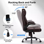 Fauteuil de bureau inclinable en cuir Hoffree, chaise pivotante ergonomique avec support lombaire gonflable et accoudoirs
