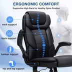 Fauteuil de bureau inclinable en cuir Hoffree, chaise pivotante ergonomique avec support lombaire gonflable et accoudoirs