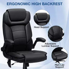 Fauteuil de bureau inclinable en cuir Hoffree, chaise pivotante ergonomique avec support lombaire gonflable et accoudoirs