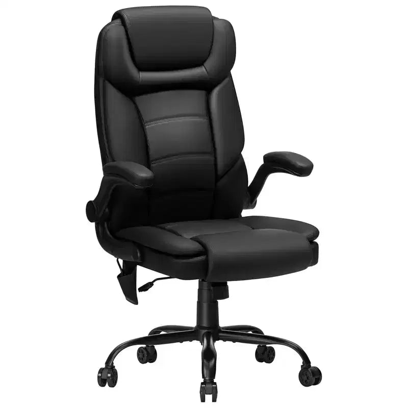 Fauteuil de bureau inclinable en cuir Hoffree, chaise pivotante ergonomique avec support lombaire gonflable et accoudoirs
