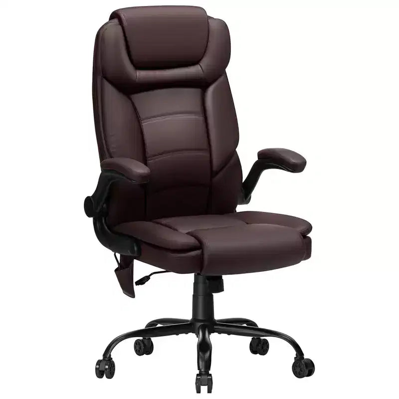 Fauteuil de bureau inclinable en cuir Hoffree, chaise pivotante ergonomique avec support lombaire gonflable et accoudoirs