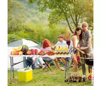 Table pliante portable de 1,5 m en plastique PEHD, utilisable en intérieur et extérieur, se plie en deux, pour 6 à 8 personnes, blanche